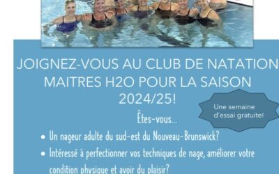 Rejoignez notre club de natation maîtres!